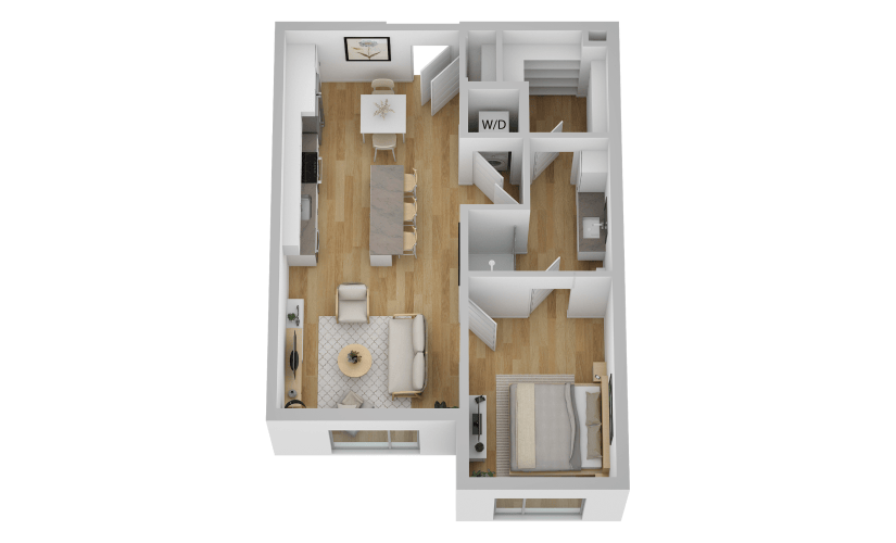 A4 - 1 bedroom floorplan layout with 1 bathroom and 670 square feet