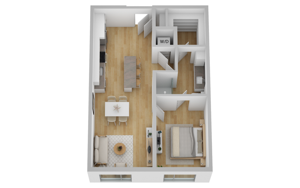 A8 - 1 bedroom floorplan layout with 1 bath and 714 square feet.