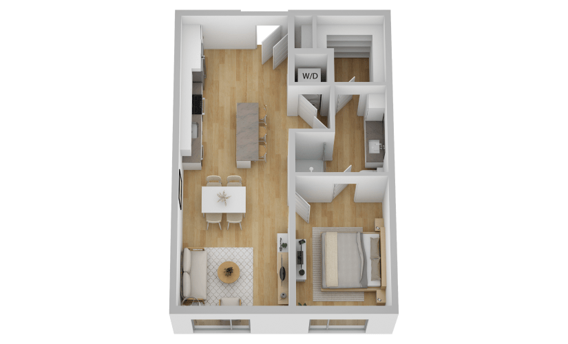 A8 - 1 bedroom floorplan layout with 1 bathroom and 714 square feet