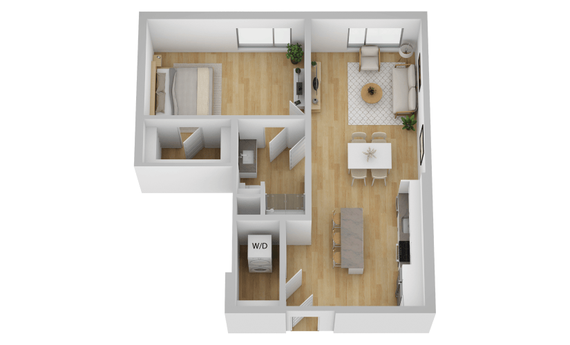 A9 - 1 bedroom floorplan layout with 1 bathroom and 859 square feet