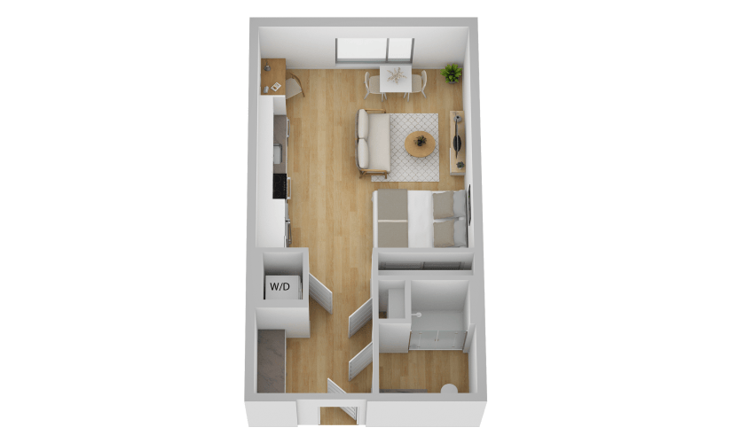S1 - Studio floorplan layout with 1 bathroom and 523 square feet